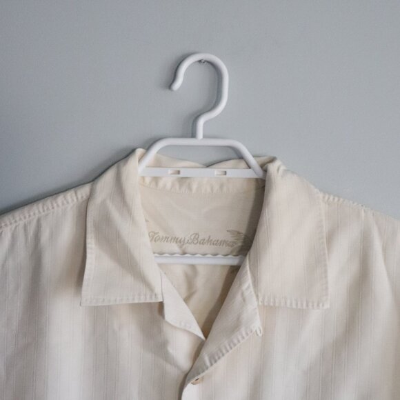 Tommy Bahama Mens Cream Sz S 100% Silk Buttoned‎ Camp Collared Vacation Top - Picture 4 of 15